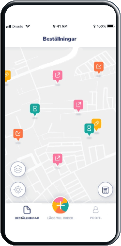 CPOT mobile app: a map of open road repair orders.
